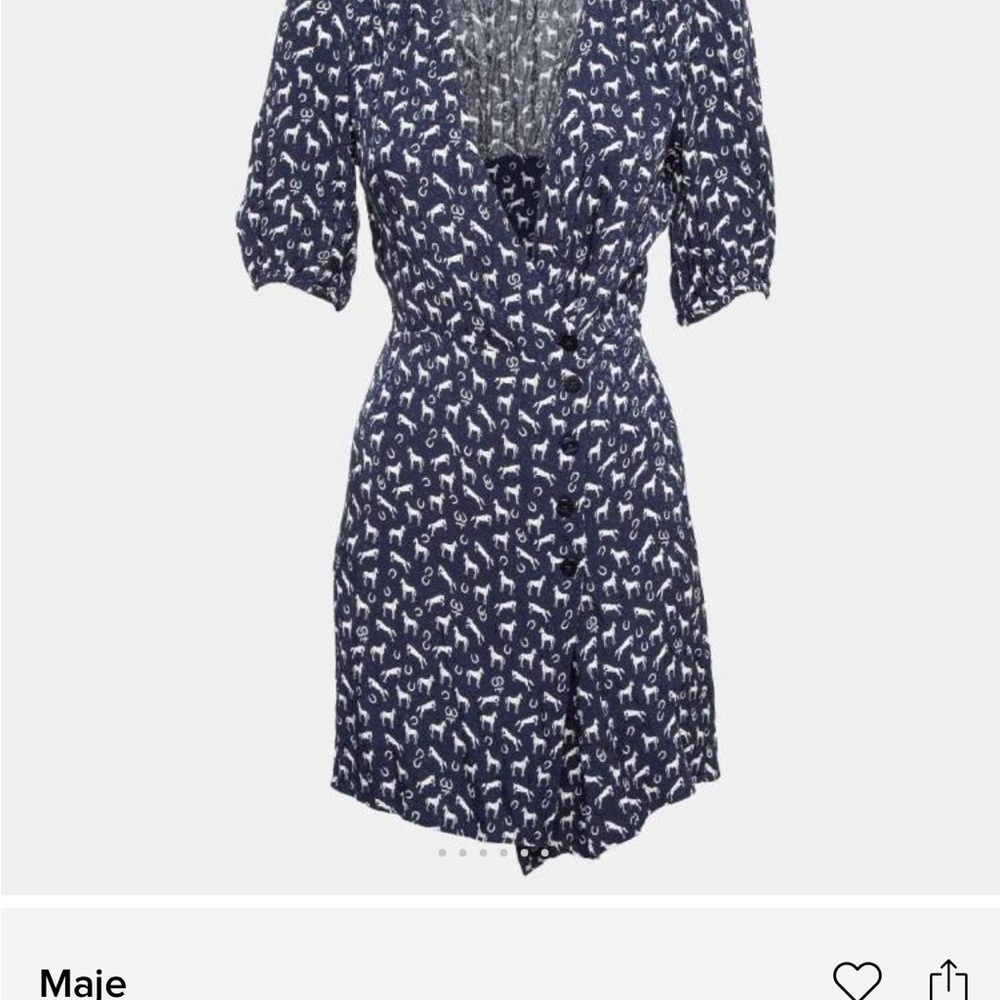 Maje Navy Blue Printed Dress